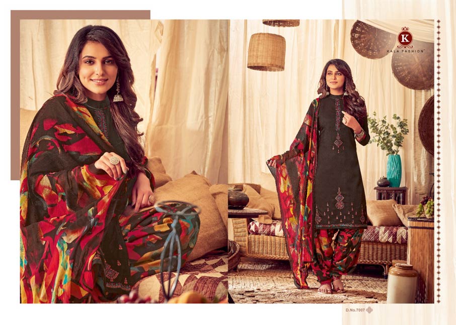 Kala Patiyala Pashmina Dress Material Set Kala Patiyala Pashmina Dress Material Set
